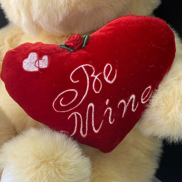 Plush Dog Stuffed Animal Be Mine Valentines Day Gift With Heart - Picture 4 of 11